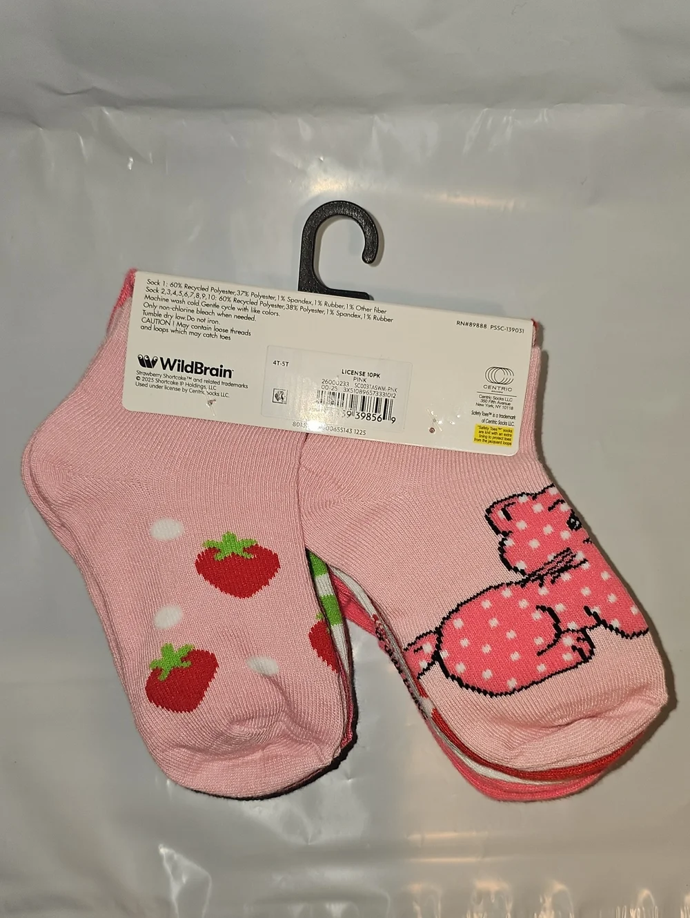Strawberry Shortcake Character Toddler Ankle Socks, 10-pack, Size 4T-5T New